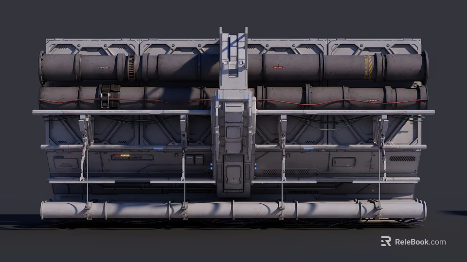 Industrial Equipment With Metal Structure Pipes Support Frames And Ladder Access 3d model 