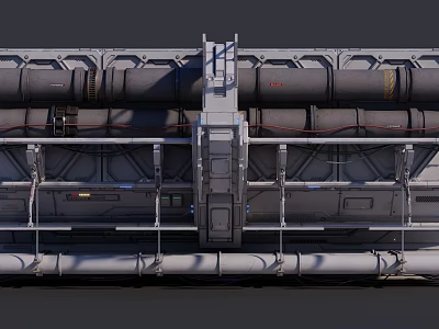 Industrial Equipment With Metal Structure Pipes Support Frames And Ladder Access 3d model