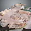 Vast Open Construction Site Landscape With Earth Mounds Excavation And Vehicles