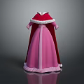 Man Wearing Pink Long Dress With Red Cape And White Collar Design