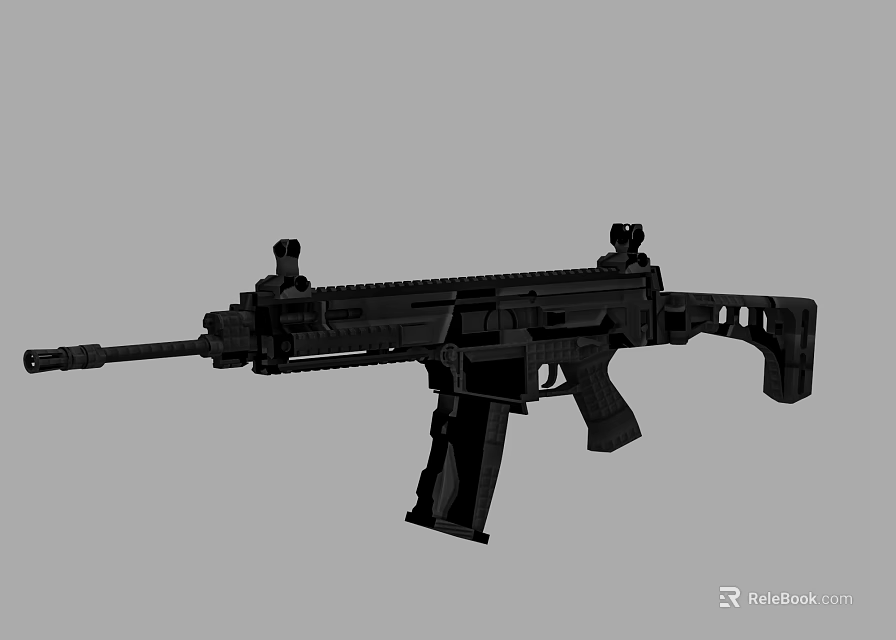 Black Modern Tactical Rifle With Picatinny Rail Detachable Magazine Ergonomic Grip Adjustable Stock 3d model 