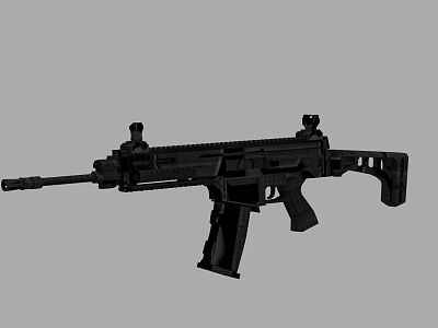 Black Modern Tactical Rifle With Picatinny Rail Detachable Magazine Ergonomic Grip Adjustable Stock 3d model