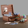 Wooden Board Game Equipment Set With Playing Cards Poker Chips Dice And Storage Case