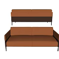 Modern Two Seater Sofa With Orange Brown Leather Upholstery And Black Legs 3d model