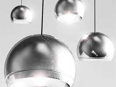 Modern Metallic Spherical Pendant Lights With Glossy Finish And Illuminated Design For Interior Spaces 3d model
