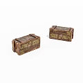 Two Vintage Wooden Crates With Labeled Details On White Background