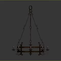 Vintage Iron Chandelier Furniture with Hanging Chains and Circular Candle Holders Design