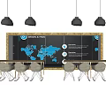 Conference Table With Chairs Pendant Lights And Display Board Featuring World Map Shorts In Focus
