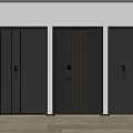 Modern Gray Hinged Doors With Different Textures And Black Door Handles 3d model