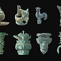 Traditional Chinese Ceramic Vessels With Various Ornate Sculpted Shapes And Intricate Designs