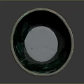 Decorative Vintage Green Ceramic Pot With Copper Rim And Textured Design