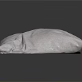 Soft White Textured Pillow on Black Smooth Surface with Gray Background 3d model