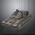 Modern Combat Military Tank With Camouflage Paint Tracks Cannon And Armored Equipment