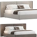 Contemporary Upholstered Double Bed With Quilted Headboard White Sheets And Brown Throw