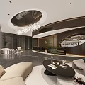 Elegant Luxury Modern Reception Area Design With Chandelier Desk Plants And Comfortable Seating