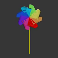 Colorful Spinning Pinwheel Toy With Yellow Stick And Bright Blades For Kids Play