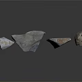 Natural Stone Samples with Various Shapes and Colors on Gray Background 3d model