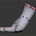 Gray Hand Fashion Accessory With Pink Nails And Decorative Wrist Straps
