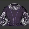 Elegant Purple Blouse With White Lace Collar Cuffs And Decorative Trim
