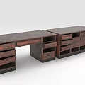 Two Modern Wooden Office Desks With Drawers And Sturdy Design For Workspace Use