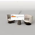 Casual Sofa Set with Two Beige Armchairs Round Marble Top Coffee Table and Modern Vase Decoration