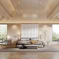Minimalist Modern Bedroom Interior Design With Wooden Ceiling Large Bed And Floor to Ceiling Windows