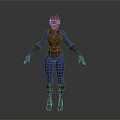 3D Sci Fi Character With Blue Red Armored Suit And Helmet Design