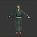 Child Wearing Traditional Kimono Standing With Arms Outstretched In Casual Pose