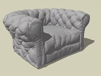 Cozy Single Sofa With Tufted Design Plush Backrest And Armrests 3d model