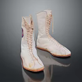 White High Top Boxing Boots With Laces And Orange Soles For Training Use