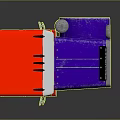 Red And Blue Security Truck With Yellow Stripes And Front Plow Design
