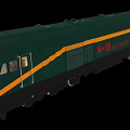 Vintage Green Train Head Featuring Green Exterior and Yellow Stripes