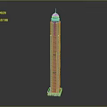 Cartoon Style Blue Tall Building Scene With Dome Top And Base Details