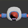 Happy Cartoon Starfish Character With Red Body Blue Coat Yellow Shorts And Pink Purple Flowers
