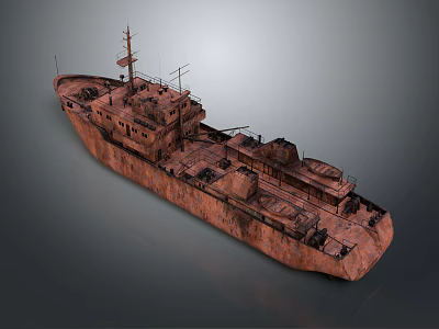 Rusty Old Ship With Weathered Exterior 3d model