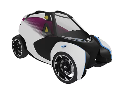 Toyota Small Car With Modern Design White Black Purple Color And Unique Body Shape 3d model