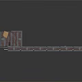 Long Narrow Metal Water Vessel With Extended Deck Railings And Platform