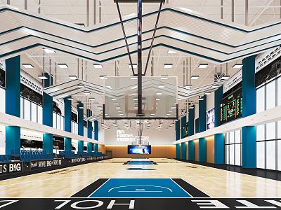 Modern Basketball Gymnasium Sports Stadium Basketball Rack Basketball Game Stadium model