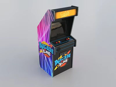 Arcade Machine Entertainment Appliance With Vibrant Gradient Artwork And Classic Gaming Controls 3d model