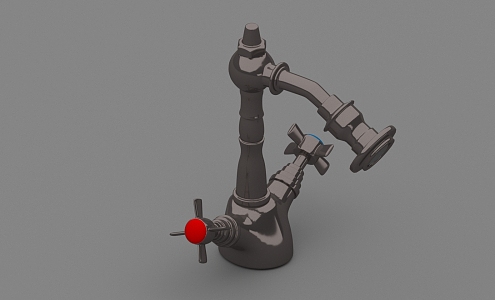 European style faucet retro industrial style 3d model