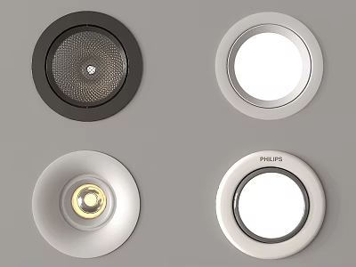 Modern Home Lighting Four Different Styles Black And White Downlights And Spotlights 3d model