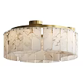 Elegant Modern Chandelier With White Marble Shades And Gold Metal Frame Design