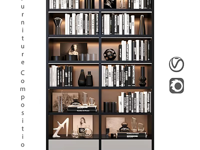 Modern Stylish Shelf Unit With Multiple Layers Books Decorative Items and Ornaments 3d model