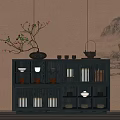 New Chinese Style Storage Rack Storage Cabinet Bucket Cabinet 3d model