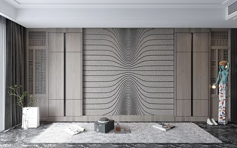 Modern background wall background parapet 3d model