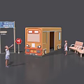 Train Cartoon Small Train Children's Amusement Train Sightseeing Train Cartoon 3d model