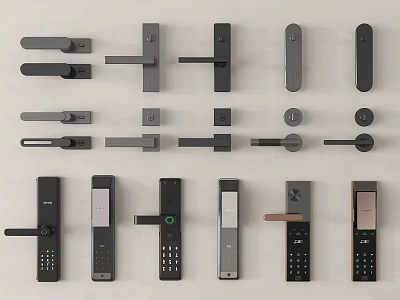 Modern And Contemporary Door Handles With Various Designs And Smart Lock Features For Home Interior 3d model