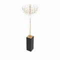 Stylish Floor Lamps With Black Marble And Golden Bases And Tassel Like Hanging Decorations