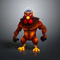 Muscular Turkey Like Flying Animal With Red Wattle Wearing Cap And Yellow Claws