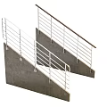 White Metal Fence With Vertical Railings And Handrail On Concrete Staircase Outdoor